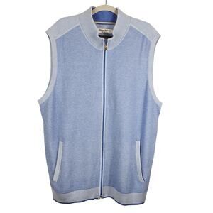 Tommy Bahama Island Zone Coolside Blue Full Zip Sweater Vest Mens XL